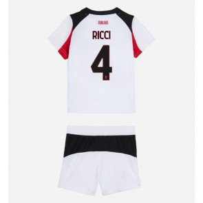 AC Milan Samuele Ricci #4 Replika Bortatröja Barn 2025-26 Kortärmad (+ Korta byxor)